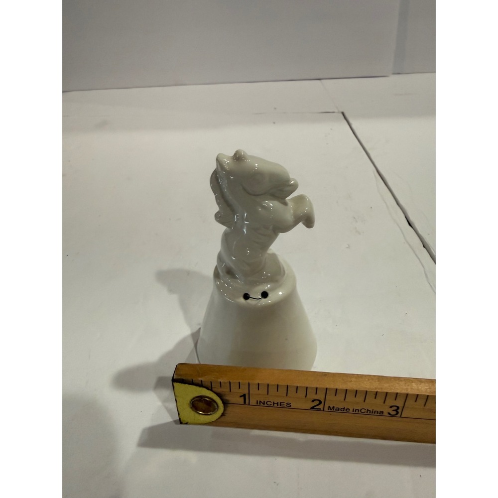 Vintage White Ceramic Rearing Unicorn Stallion Dinner Bell Whimsygoth Decor Y2K - Picture 2 of 6